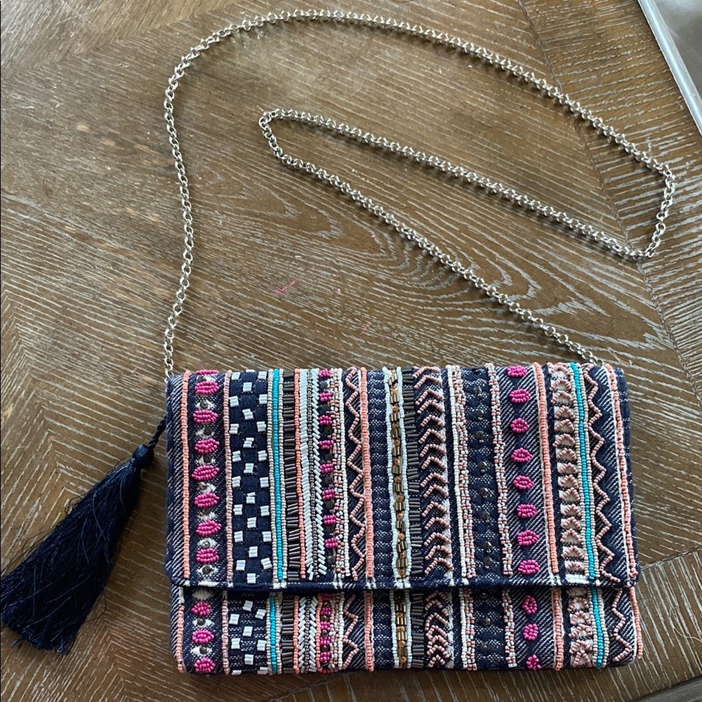 Bohemian Multicolor Chain Strap Clutch